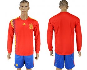 Wholesale Cheap Spain Blank Red Home Long Sleeves Soccer Country Jersey
