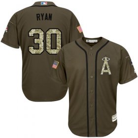 Wholesale Cheap Angels #30 Nolan Ryan Green Salute to Service Stitched Youth MLB Jersey