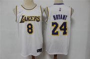 Wholesale Cheap Men's Los Angeles Lakers #8 #24 Kobe Bryant White 75th Anniversary Diamond 2021 Stitched Jersey