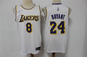 Wholesale Cheap Men\'s Los Angeles Lakers #8 #24 Kobe Bryant White 75th Anniversary Diamond 2021 Stitched Jersey