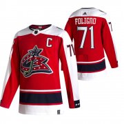 Wholesale Cheap Columbus Blue Jackets #71 Nick Foligno Red Men's Adidas 2020-21 Reverse Retro Alternate NHL Jersey