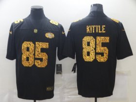 Cheap Men\'s San Francisco 49ers #85 George Kittle 2020 Black Leopard Print Fashion Limited Stitched Jersey