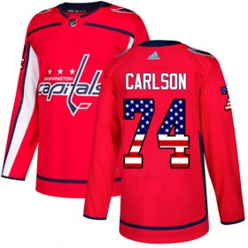 Wholesale Cheap Adidas Capitals #74 John Carlson Red Home Authentic USA Flag Stitched Youth NHL Jersey