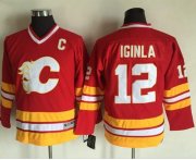 Wholesale Cheap Flames #12 Jarome Iginla Red CCM Throwback Stitched Youth NHL Jersey