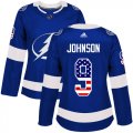 Wholesale Cheap Adidas Lightning #9 Tyler Johnson Blue Home Authentic USA Flag Women's Stitched NHL Jersey