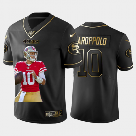 Cheap San Francisco 49ers #10 Jimmy Garoppolo Nike Team Hero Vapor Limited NFL 100 Jersey Black Golden