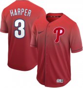 Wholesale Cheap Nike Phillies #3 Bryce Harper Red Fade Authentic Stitched MLB Jersey