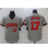 Wholesale Cheap Men's Nike Los Angeles Angels #17 Shohei Ohtani Gray Throwback Baseball Jersey
