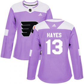 Wholesale Cheap Adidas Flyers #13 Kevin Hayes Purple Authentic Fights Cancer Women\'s Stitched NHL Jersey