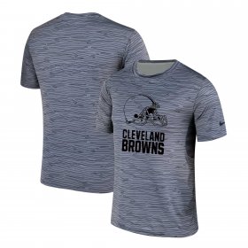 Wholesale Cheap Men\'s Cleveland Browns Nike Gray Black Striped Logo Performance T-Shirt