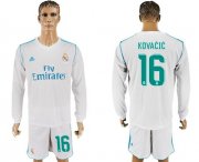 Wholesale Cheap Real Madrid #16 Kovacic White Home Long Sleeves Soccer Club Jersey