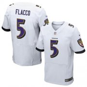 Wholesale Cheap Nike Ravens #5 Joe Flacco White Men's Stitched NFL New Elite Jersey