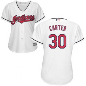 Wholesale Cheap Indians #30 Joe Carter White Home Women\'s Stitched MLB Jersey