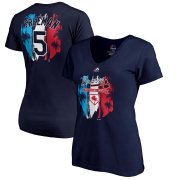 Wholesale Cheap Atlanta Braves #5 Freddie Freeman Majestic Women's 2019 Spring Training Name & Number V-Neck T-Shirt Navy