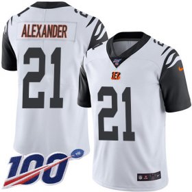 Wholesale Cheap Nike Bengals #21 Mackensie Alexander White Men\'s Stitched NFL Limited Rush 100th Season Jersey