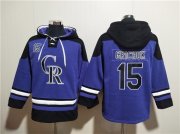 Wholesale Cheap Men's Colorado Rockies #15 Randal Grichuk Purple Ageless Must-Have Lace-Up Pullover Hoodie