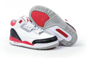 Wholesale Cheap Air Jordan III Kid(2013 Release) Shoes White/Red/Black