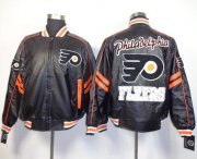 Wholesale Cheap Philadelphia Flyers NHL Black Leather Jacket