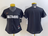Wholesale Cheap Women's Baltimore Orioles Blank Black 2023 City Connect Cool Base Stitched Jersey