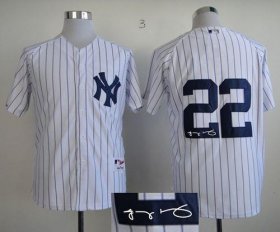 Wholesale Cheap Yankees #22 Jacoby Ellsbury White Autographed Stitched MLB Jersey