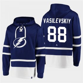 Wholesale Cheap Men\'s Tampa Bay Lightning #88 Andrei Vasilevskiy Blue All Stitched Sweatshirt Hoodie