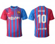 Wholesale Cheap Men's 2021-2022 Club Barcelona home aaa version red 10 Nike Soccer Jerseys