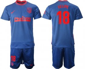 Wholesale Cheap Men 2020-2021 club Atletico Madrid away 18 blue Soccer Jerseys