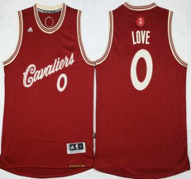 Wholesale Cheap Men\'s Cleveland Cavaliers #0 Kevin Love Revolution 30 Swingman 2015 Christmas Day Red Jersey