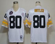 Wholesale Cheap Mitchell And Ness Steelers #80 Jack Butler White Stitched NFL Jersey