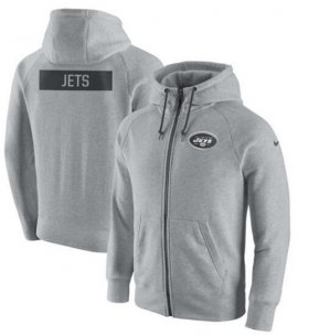 Wholesale Cheap Men\'s New York Jets Nike Ash Gridiron Gray 2.0 Full-Zip Hoodie