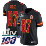 Wholesale Cheap Nike Chiefs #87 Travis Kelce Black Super Bowl LIV 2020 Youth Stitched NFL Limited Rush 100th Season Jersey