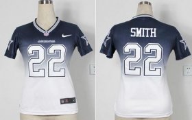 Wholesale Cheap Nike Cowboys #22 Emmitt Smith Navy Blue/White Women\'s Stitched NFL Elite Fadeaway Fashion Jersey