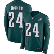 Wholesale Cheap Nike Eagles #24 Jordan Howard Midnight Green Team Color Men's Stitched NFL Limited Therma Long Sleeve Jersey