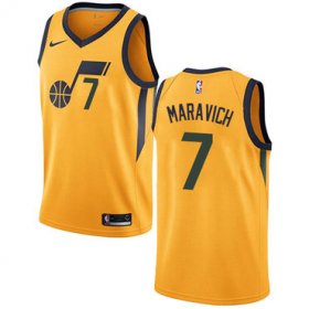Wholesale Cheap Men\'s NBA Utah Jazz #7 Pete Maravich Swingman Gold Association Edition Nike Jersey