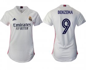Wholesale Cheap Women 2020-2021 Real Madrid home aaa version 9 white Soccer Jerseys