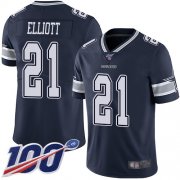 Wholesale Cheap Nike Cowboys #21 Ezekiel Elliott Navy Blue Team Color Men's Stitched NFL 100th Season Vapor Limited Jersey