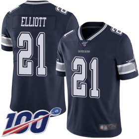 Wholesale Cheap Nike Cowboys #21 Ezekiel Elliott Navy Blue Team Color Men\'s Stitched NFL 100th Season Vapor Limited Jersey