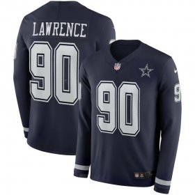 Wholesale Cheap Men\'s Cowboys #90 Demarcus Lawrence Navy Blue Team Color Men\'s Stitched NFL Limited Therma Long Sleeve Jersey