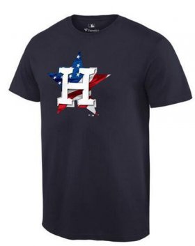 Wholesale Cheap Men\'s Houston Astros USA Flag Fashion T-Shirt Navy Blue
