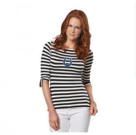 Wholesale Cheap Indianapolis Colts Lady Striped Boatneck Three-Quarter Sleeve T-Shirt