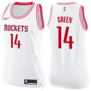 Wholesale Cheap Nike Houston Rockets #14 Gerald Green White Pink Women's NBA Swingman Fashion Jersey
