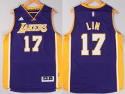 Wholesale Cheap Los Angeles Lakers #17 Jeremy Lin Revolution 30 Swingman 2014 New Purple Jersey