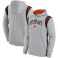 Wholesale Cheap Men's Cleveland Browns Gray Sideline Stack Performance Pullover Hoodie