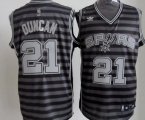 Wholesale Cheap San Antonio Spurs #21 Tim Duncan Gray With Black Pinstripe Jersey