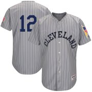 Wholesale Cheap Indians #12 Francisco Lindor Gray 1917 Turn Back the Clock Authentic Stitched MLB Jersey