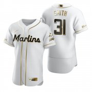 Wholesale Cheap Miami Marlins #31 Caleb Smith White Nike Men's Authentic Golden Edition MLB Jersey