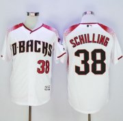 Wholesale Cheap Diamondbacks #38 Curt Schilling White/Brick New Cool Base Stitched MLB Jersey