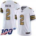 Wholesale Cheap Nike Saints #2 Jameis Winston White Men's Stitched NFL Limited Rush 100th Season Jersey