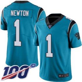 Wholesale Cheap Nike Panthers #1 Cam Newton Blue Men\'s Stitched NFL Limited Rush 100th Season Jersey
