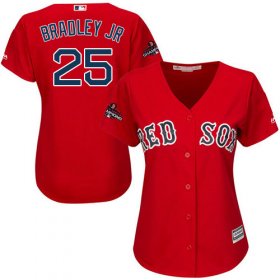 Wholesale Cheap Red Sox #25 Jackie Bradley Jr Red Alternate 2018 World Series Champions Women\'s Stitched MLB Jersey